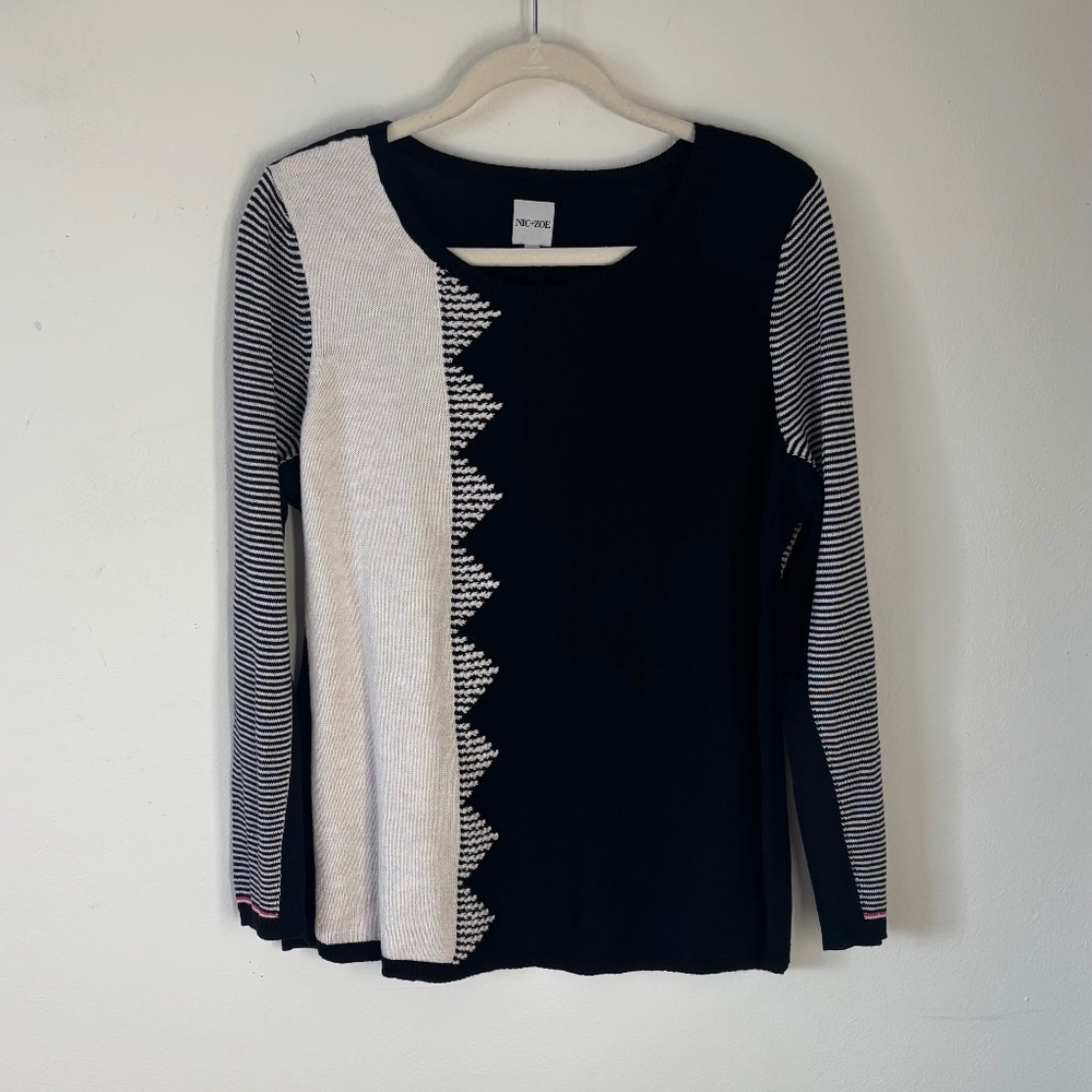 NIC + ZOE Black & White Sweater